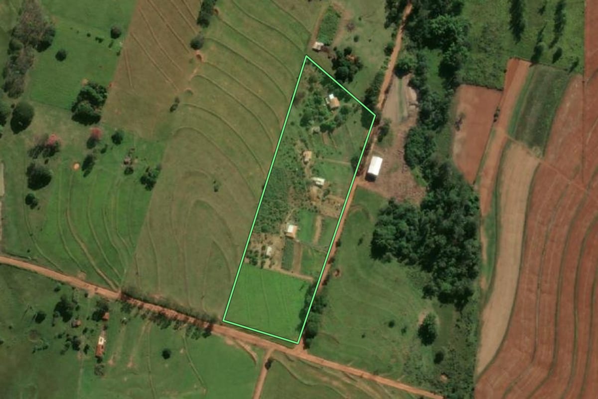 Imagem de satélite do imóvel rural em Adamantina (SP), com o contorno declarado no CAR desenhado por cima.