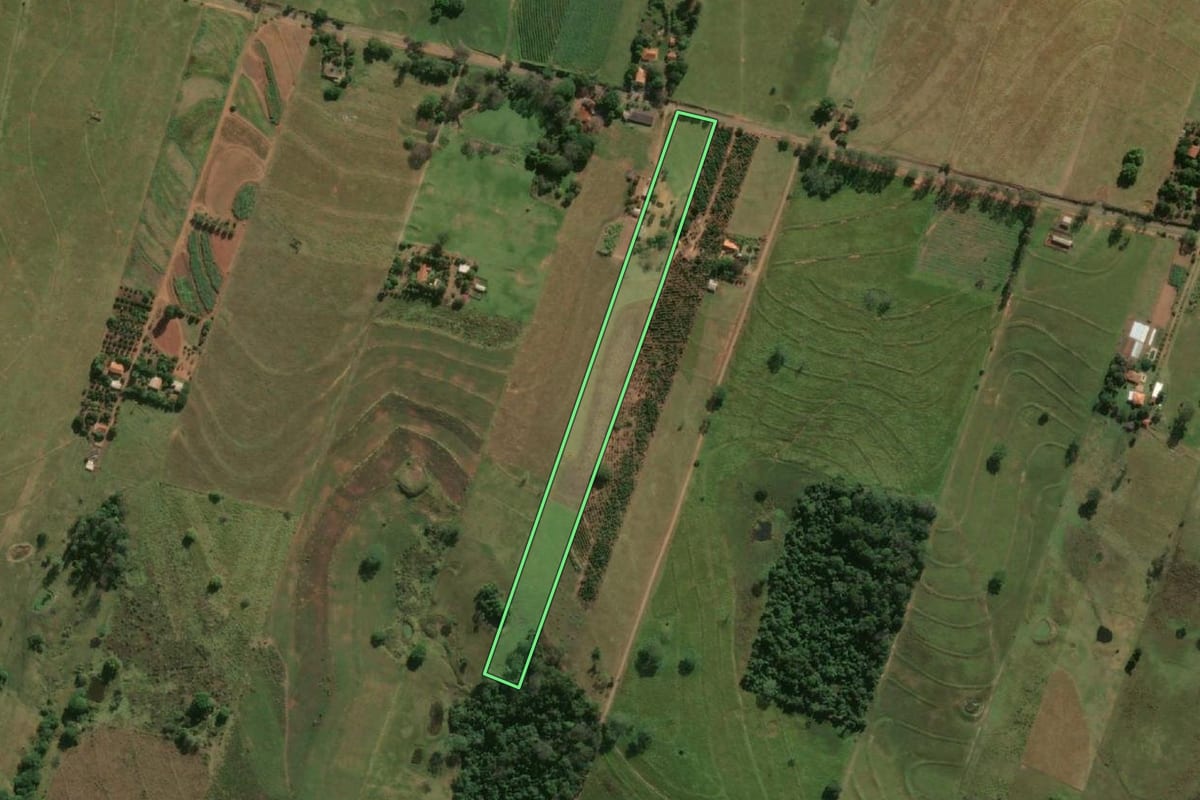 Imagem de satélite do imóvel rural em Adamantina (SP), com o contorno declarado no CAR desenhado por cima.