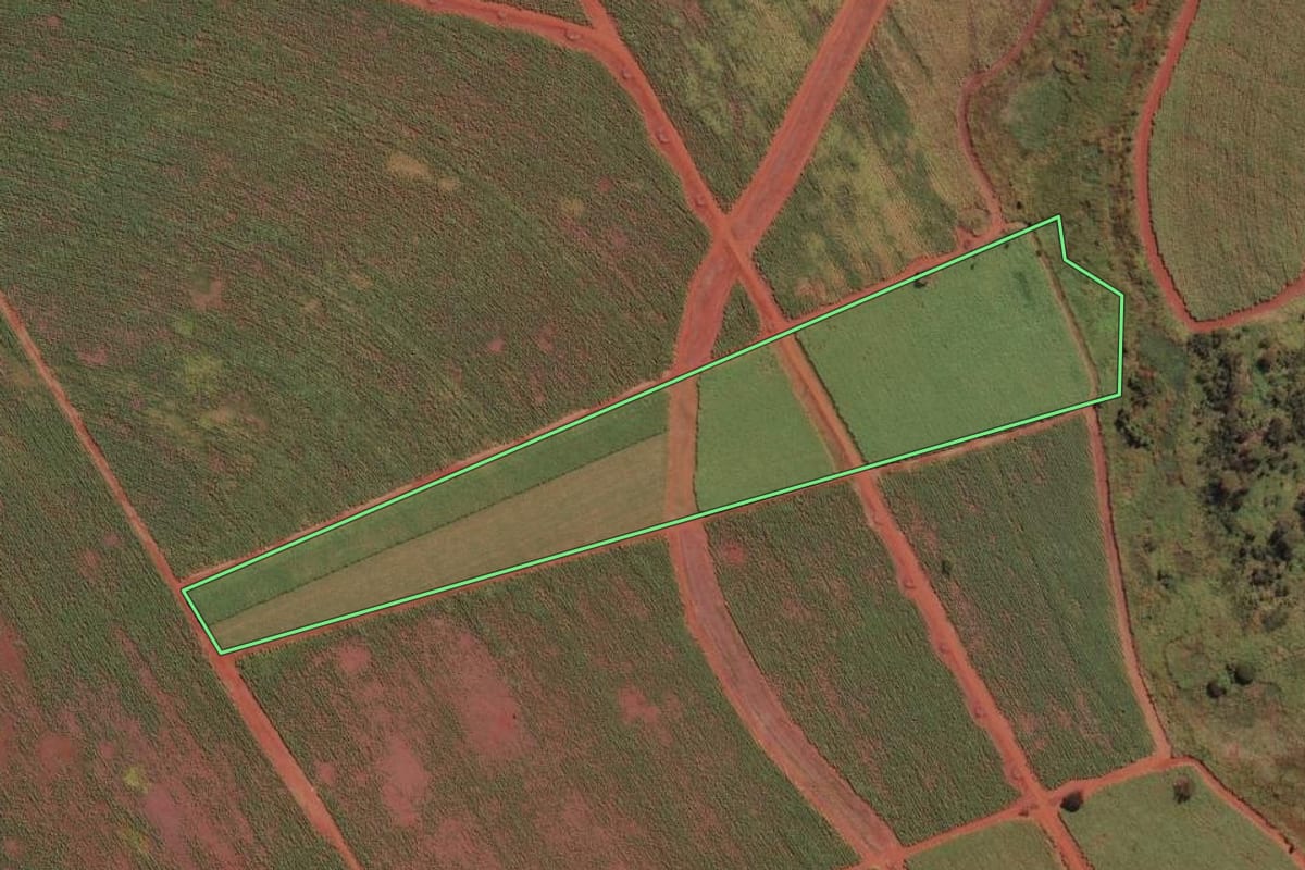 Imagem de satélite do imóvel rural em Aramina (SP), com o contorno declarado no CAR desenhado por cima.