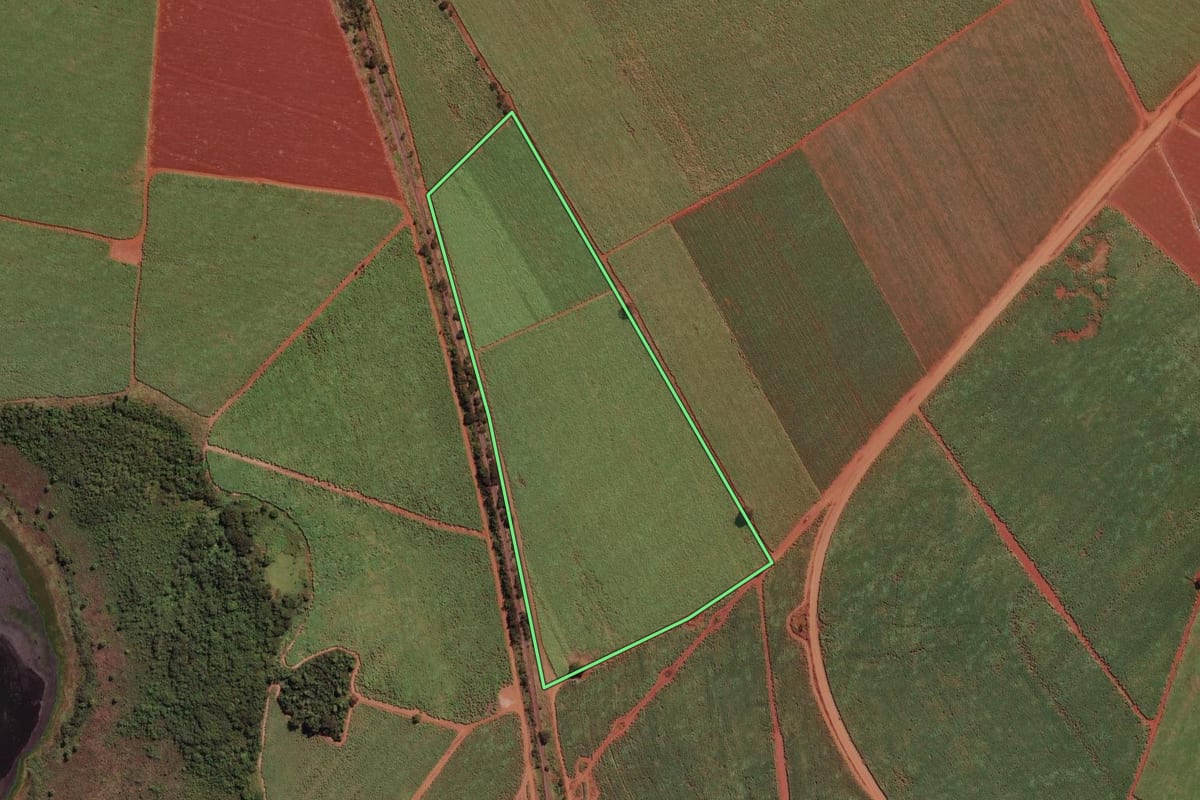 Imagem de satélite do imóvel rural em Aramina (SP), com o contorno declarado no CAR desenhado por cima.