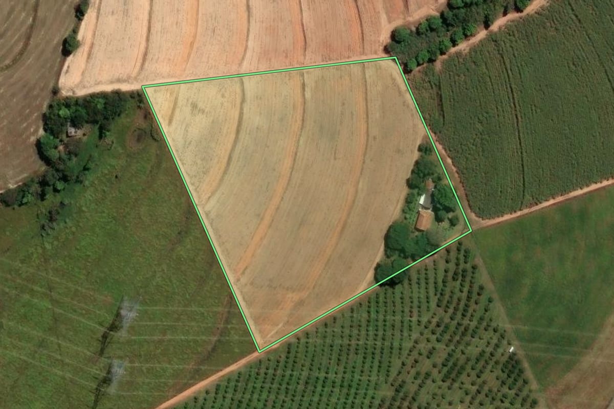 Imagem de satélite do imóvel rural em Artur Nogueira (SP), com o contorno declarado no CAR desenhado por cima.