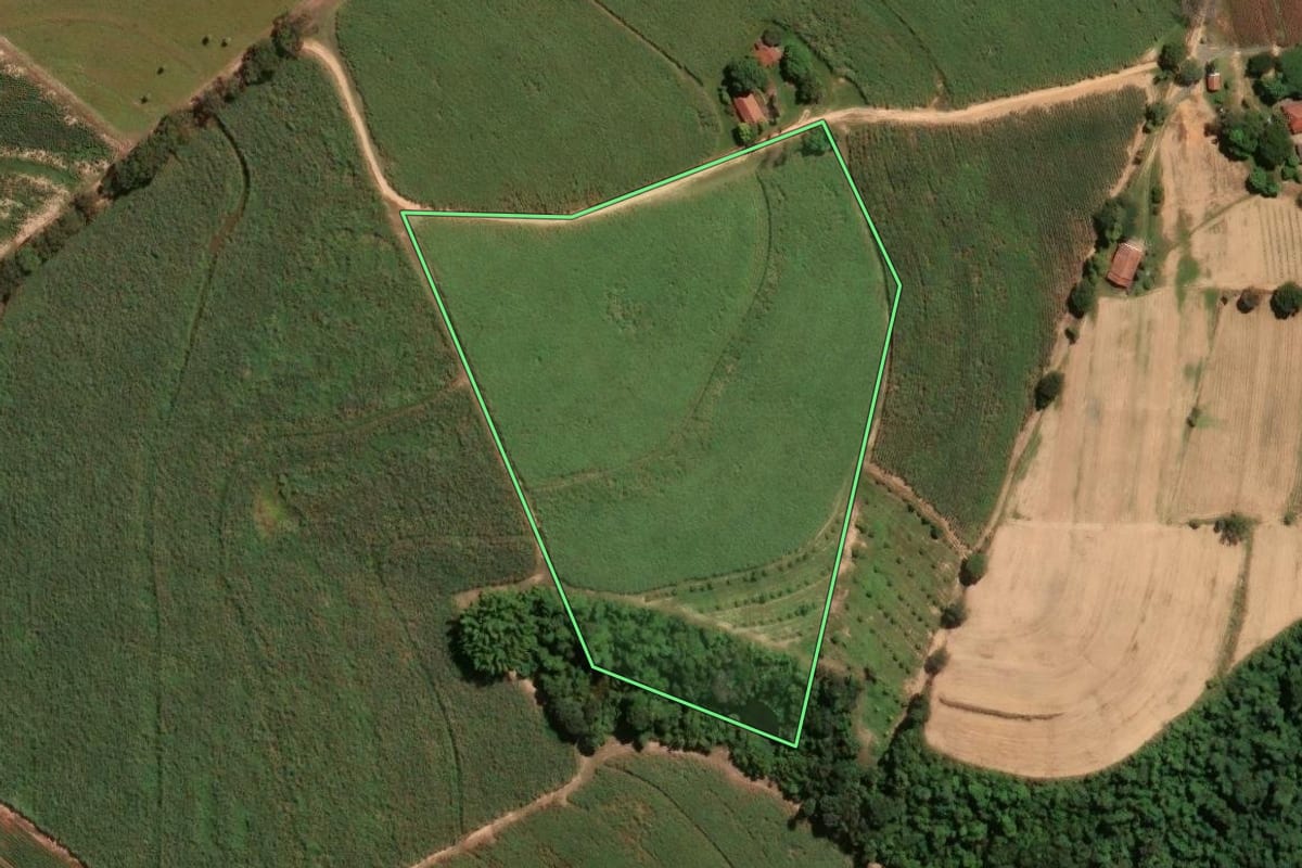 Imagem de satélite do imóvel rural em Artur Nogueira (SP), com o contorno declarado no CAR desenhado por cima.