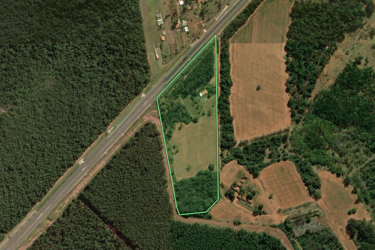 Imagem de satélite do imóvel rural em Assis (SP), com o contorno declarado no CAR desenhado por cima.