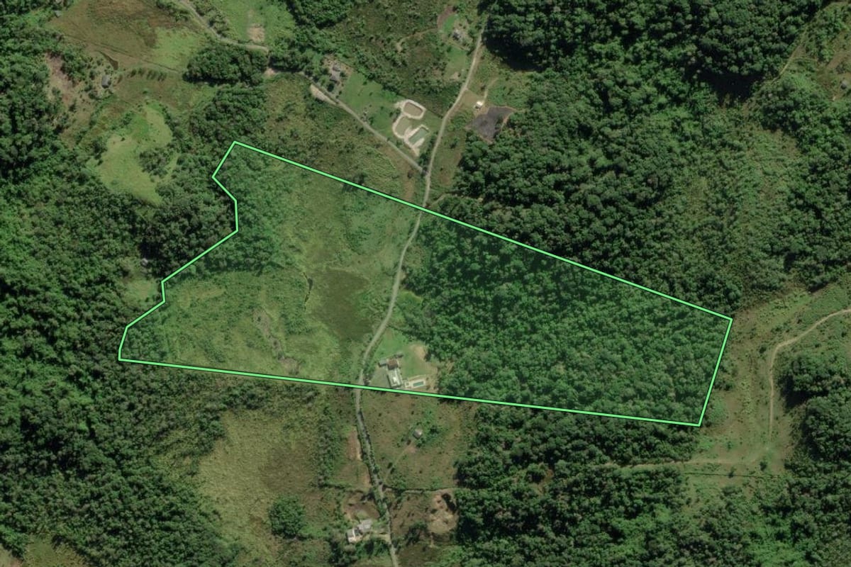 Imagem de satélite do imóvel rural em Barra do Turvo (SP), com o contorno declarado no CAR desenhado por cima.