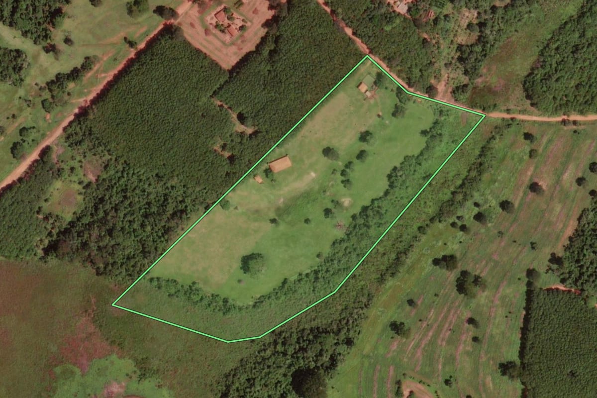Imagem de satélite do imóvel rural em Barretos (SP), com o contorno declarado no CAR desenhado por cima.