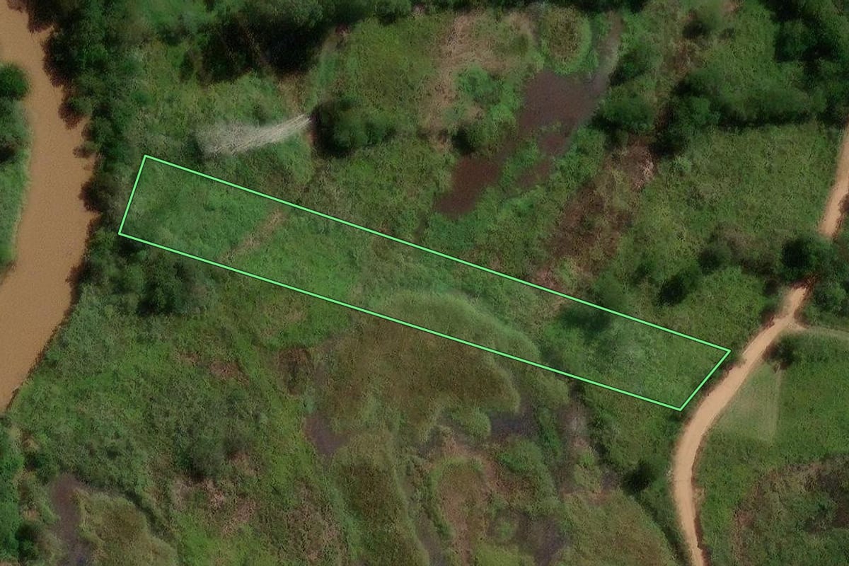 Imagem de satélite do imóvel rural em Campinas (SP), com o contorno declarado no CAR desenhado por cima.