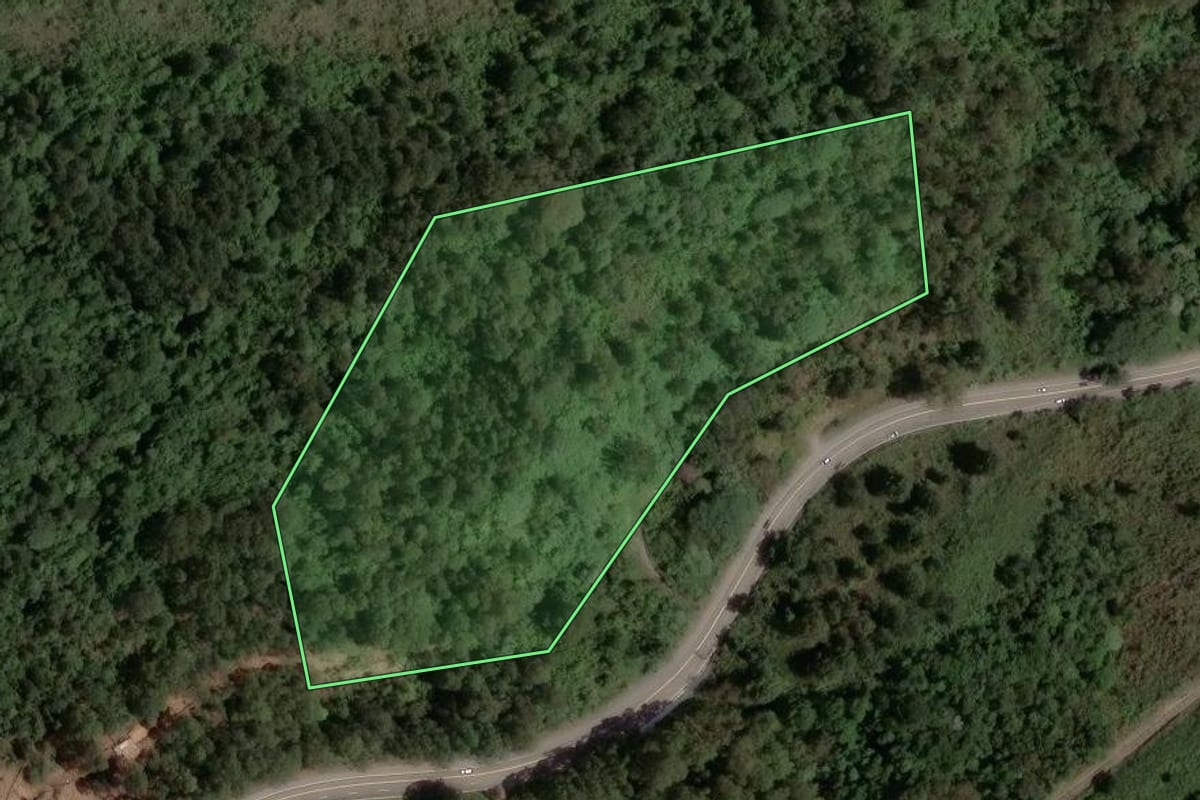 Imagem de satélite do imóvel rural em Campos do Jordão (SP), com o contorno declarado no CAR desenhado por cima.