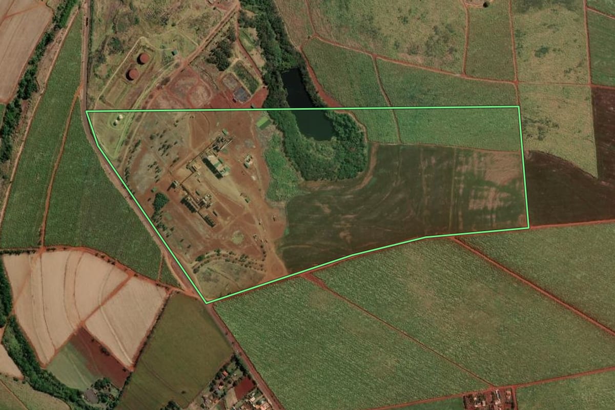 Imagem de satélite do imóvel rural em Canitar (SP), com o contorno declarado no CAR desenhado por cima.