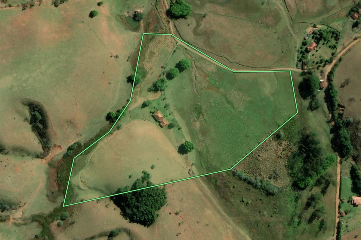 Imagem de satélite do imóvel rural em Cunha (SP), com o contorno declarado no CAR desenhado por cima.