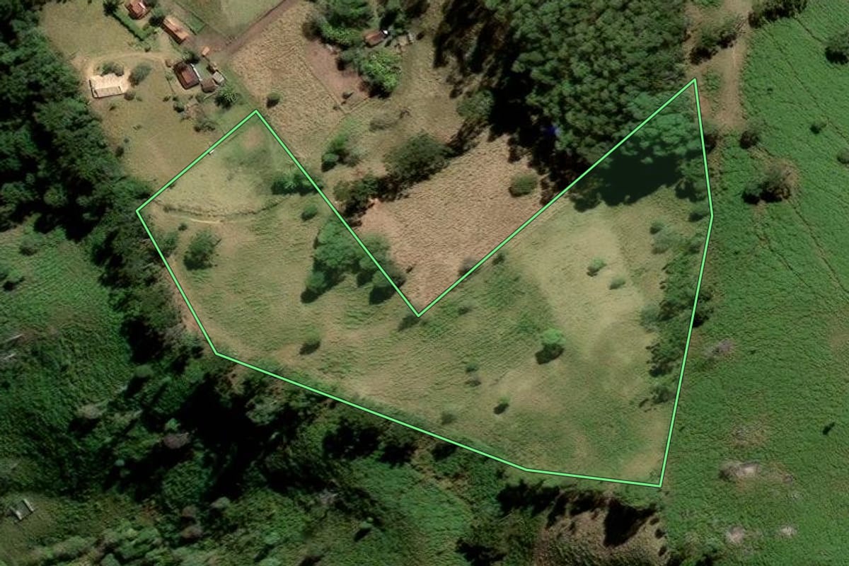 Imagem de satélite do imóvel rural em Cunha (SP), com o contorno declarado no CAR desenhado por cima.