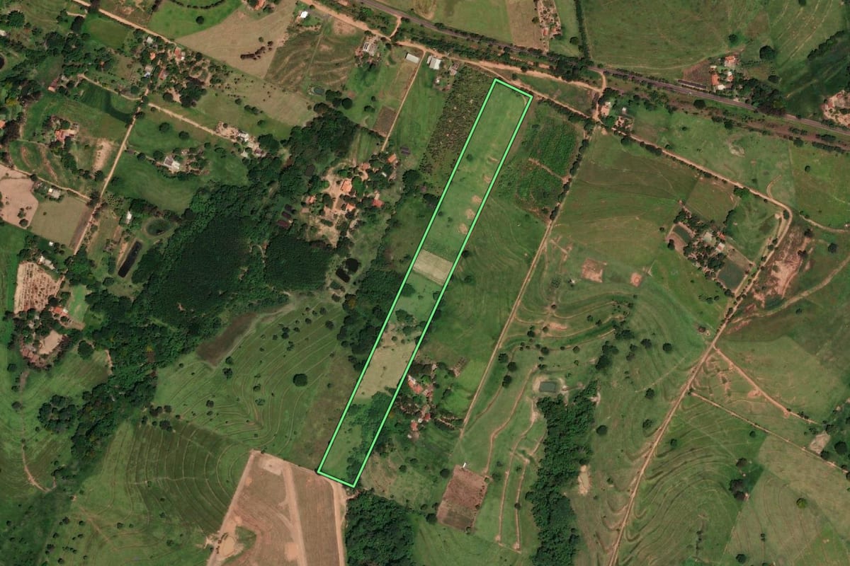 Imagem de satélite do imóvel rural em Dracena (SP), com o contorno declarado no CAR desenhado por cima.