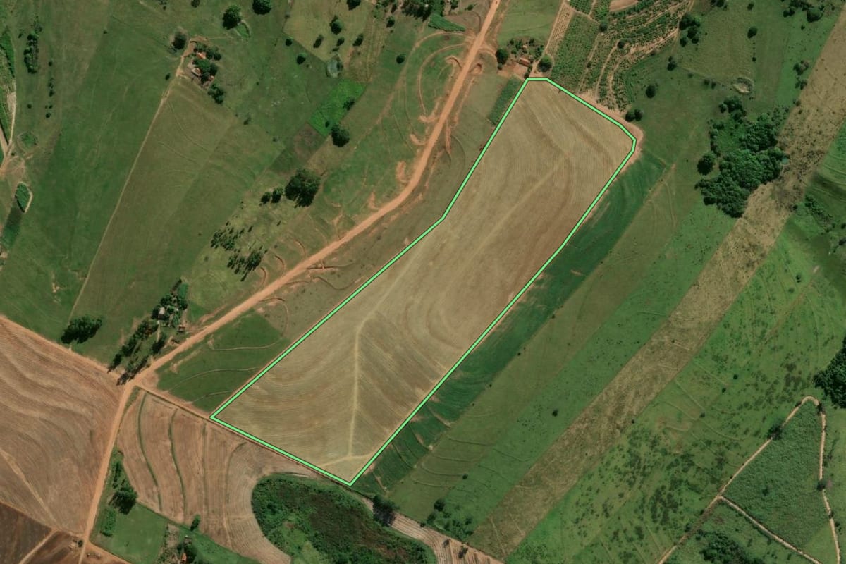 Imagem de satélite do imóvel rural em Flórida Paulista (SP), com o contorno declarado no CAR desenhado por cima.