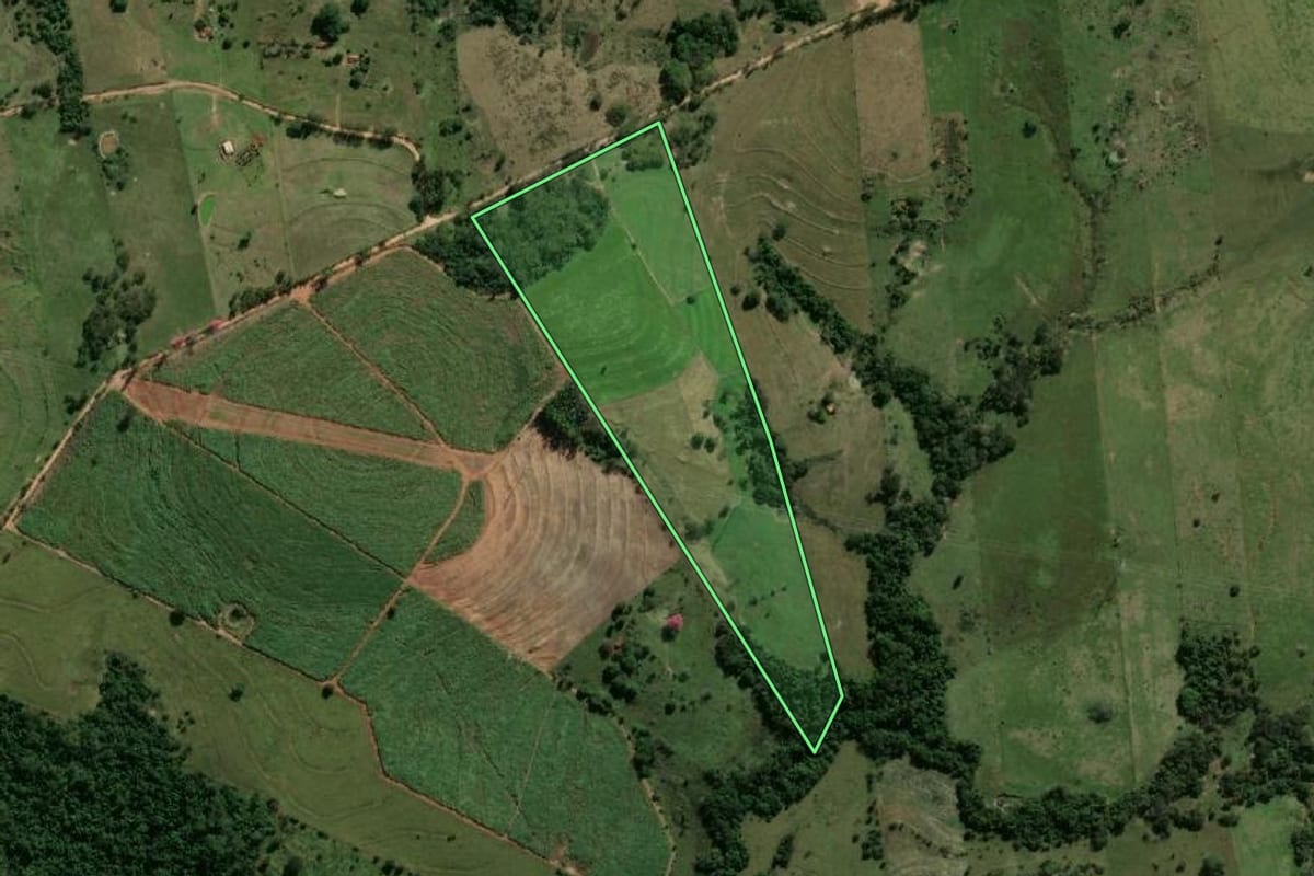 Imagem de satélite do imóvel rural em Flórida Paulista (SP), com o contorno declarado no CAR desenhado por cima.