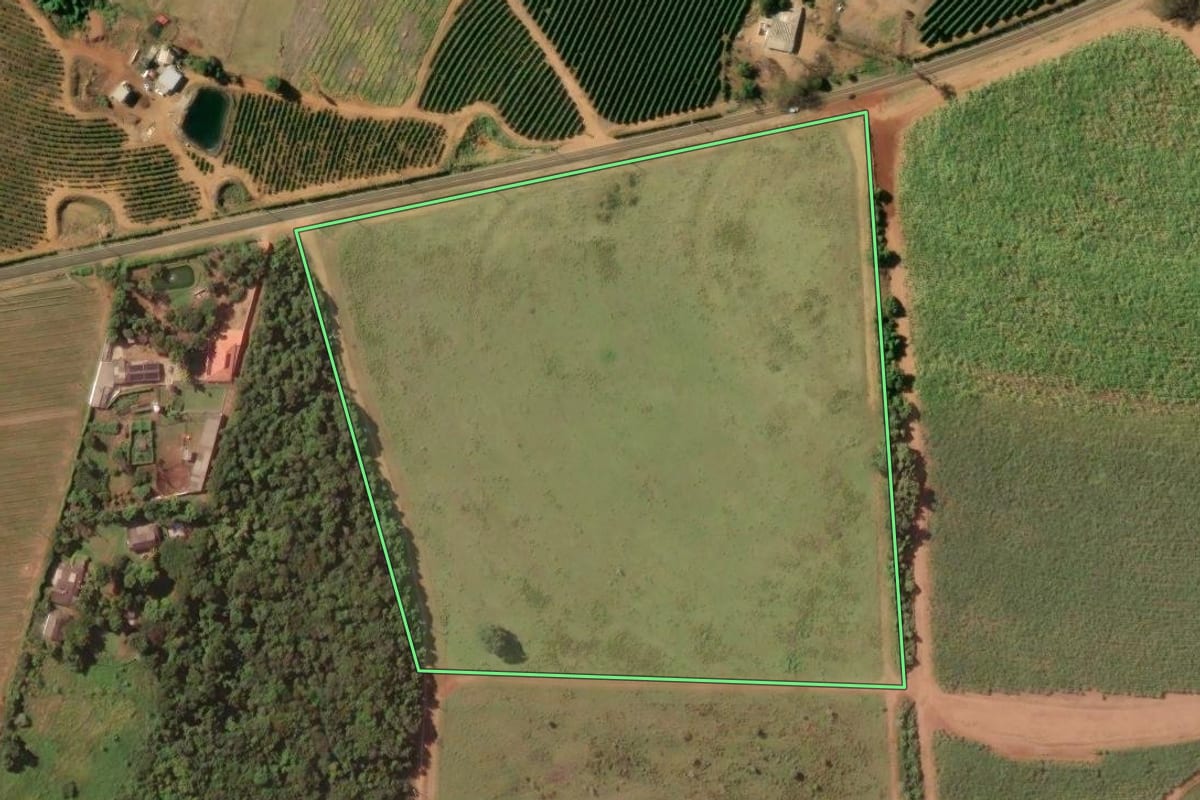 Imagem de satélite do imóvel rural em Franca (SP), com o contorno declarado no CAR desenhado por cima.