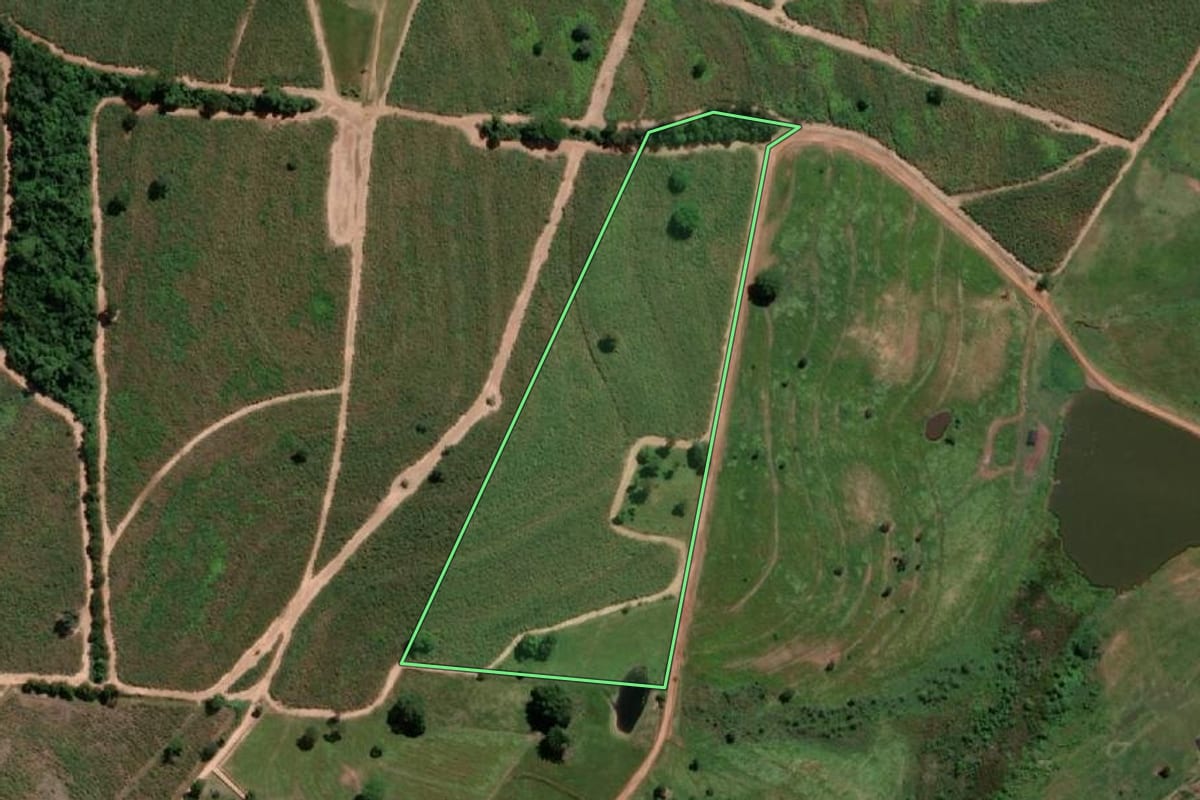Imagem de satélite do imóvel rural em General Salgado (SP), com o contorno declarado no CAR desenhado por cima.