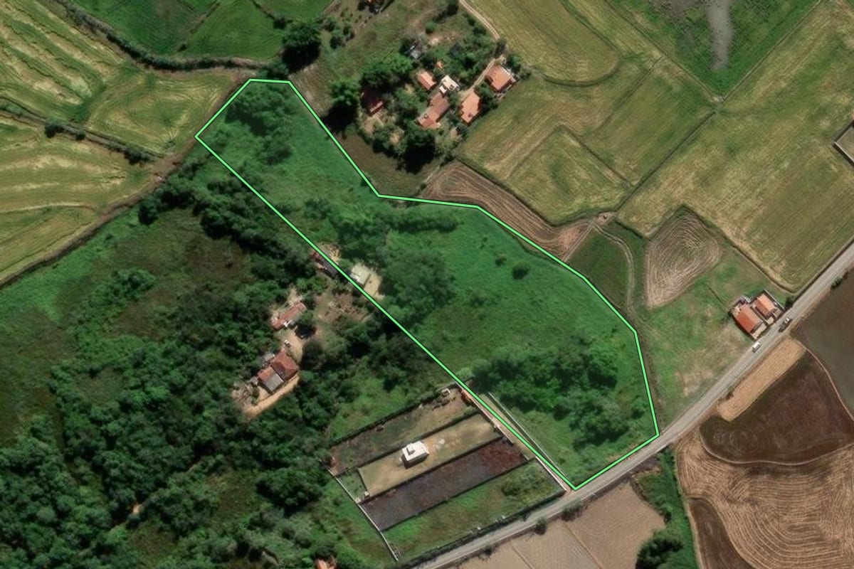 Imagem de satélite do imóvel rural em Guaratinguetá (SP), com o contorno declarado no CAR desenhado por cima.