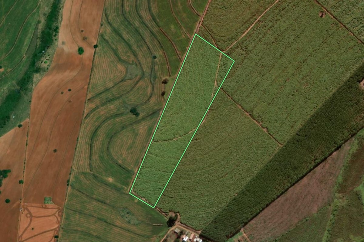 Imagem de satélite do imóvel rural em Herculândia (SP), com o contorno declarado no CAR desenhado por cima.