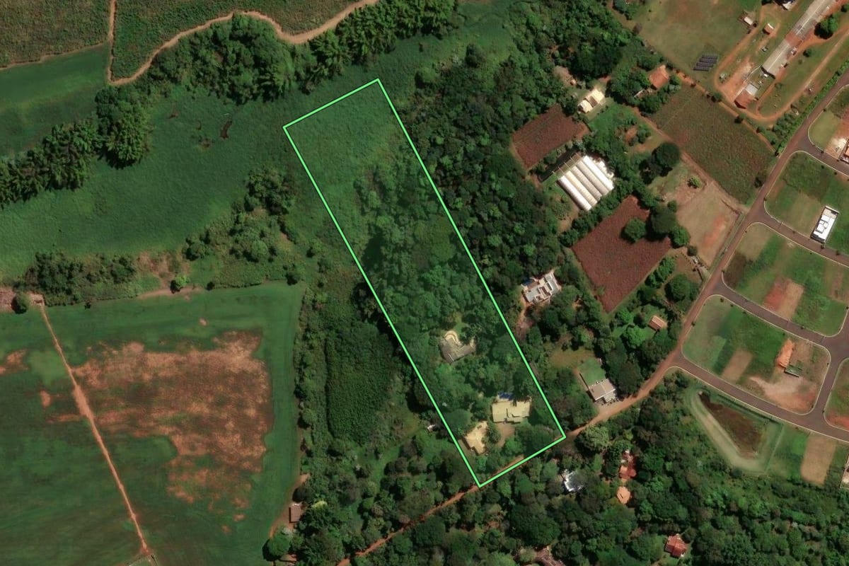 Imagem de satélite do imóvel rural em Holambra (SP), com o contorno declarado no CAR desenhado por cima.