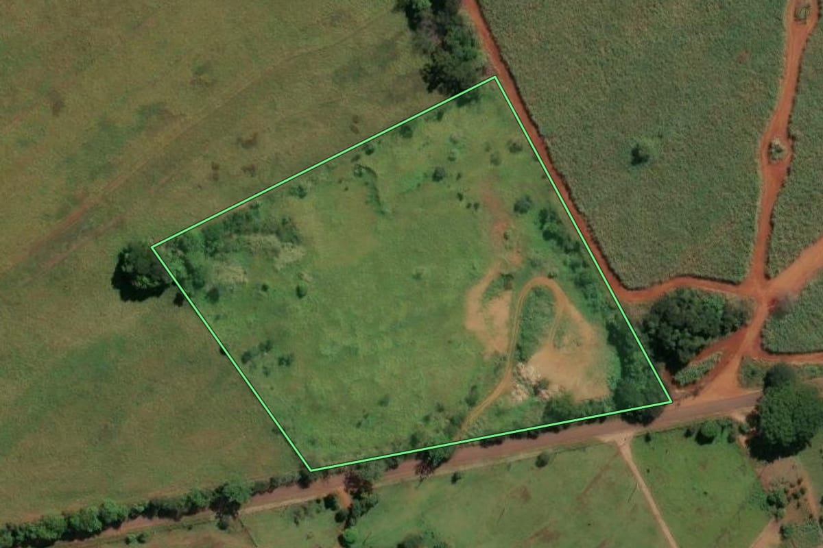 Imagem de satélite do imóvel rural em Igarapava (SP), com o contorno declarado no CAR desenhado por cima.