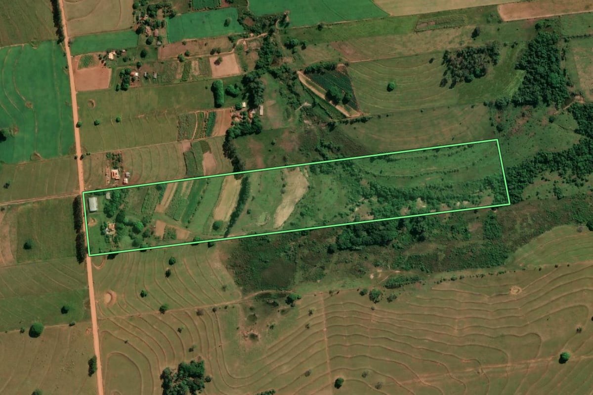 Imagem de satélite do imóvel rural em Indiana (SP), com o contorno declarado no CAR desenhado por cima.