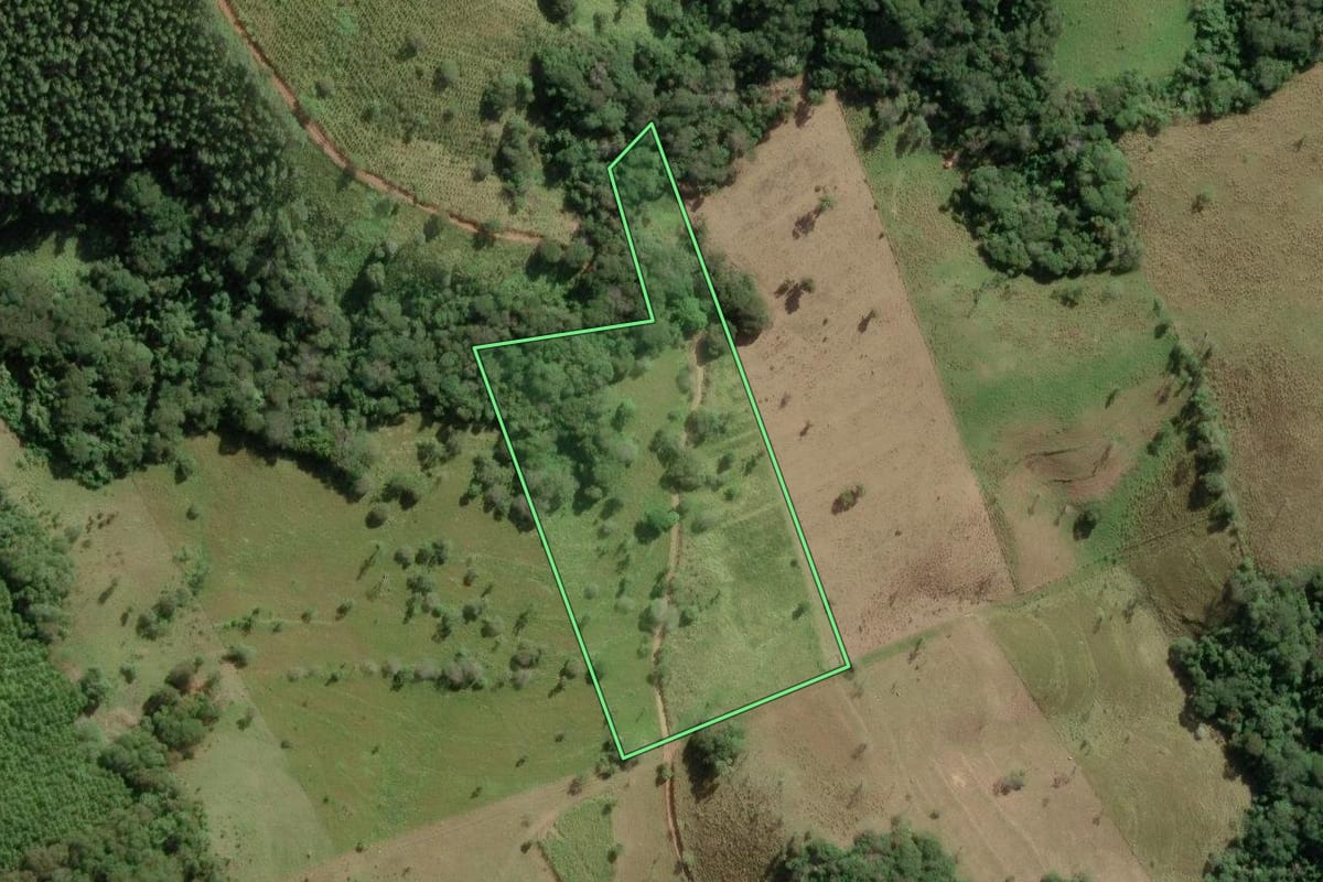 Imagem de satélite do imóvel rural em Itapeva (SP), com o contorno declarado no CAR desenhado por cima.