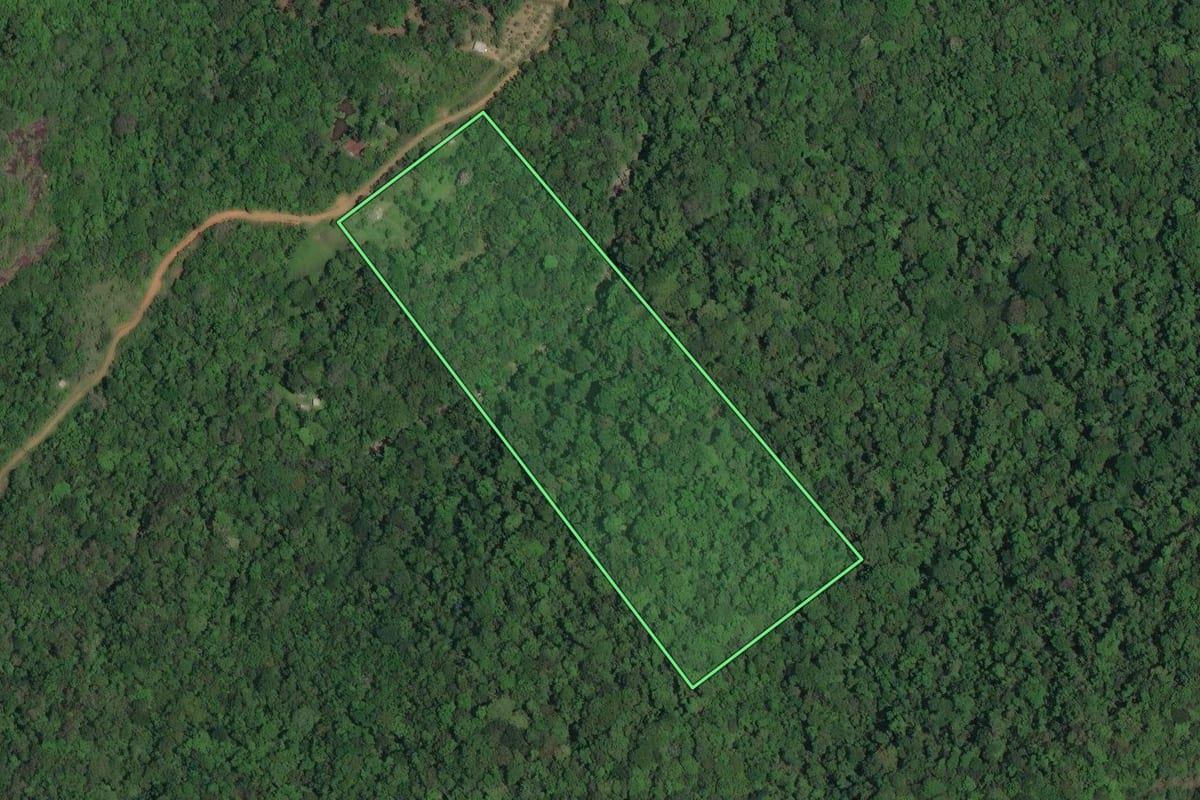 Imagem de satélite do imóvel rural em Itariri (SP), com o contorno declarado no CAR desenhado por cima.