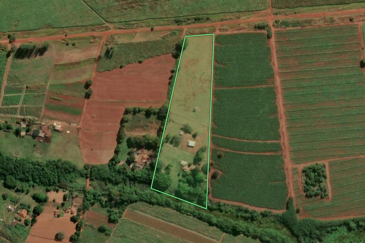 Imagem de satélite do imóvel rural em Jaboticabal (SP), com o contorno declarado no CAR desenhado por cima.