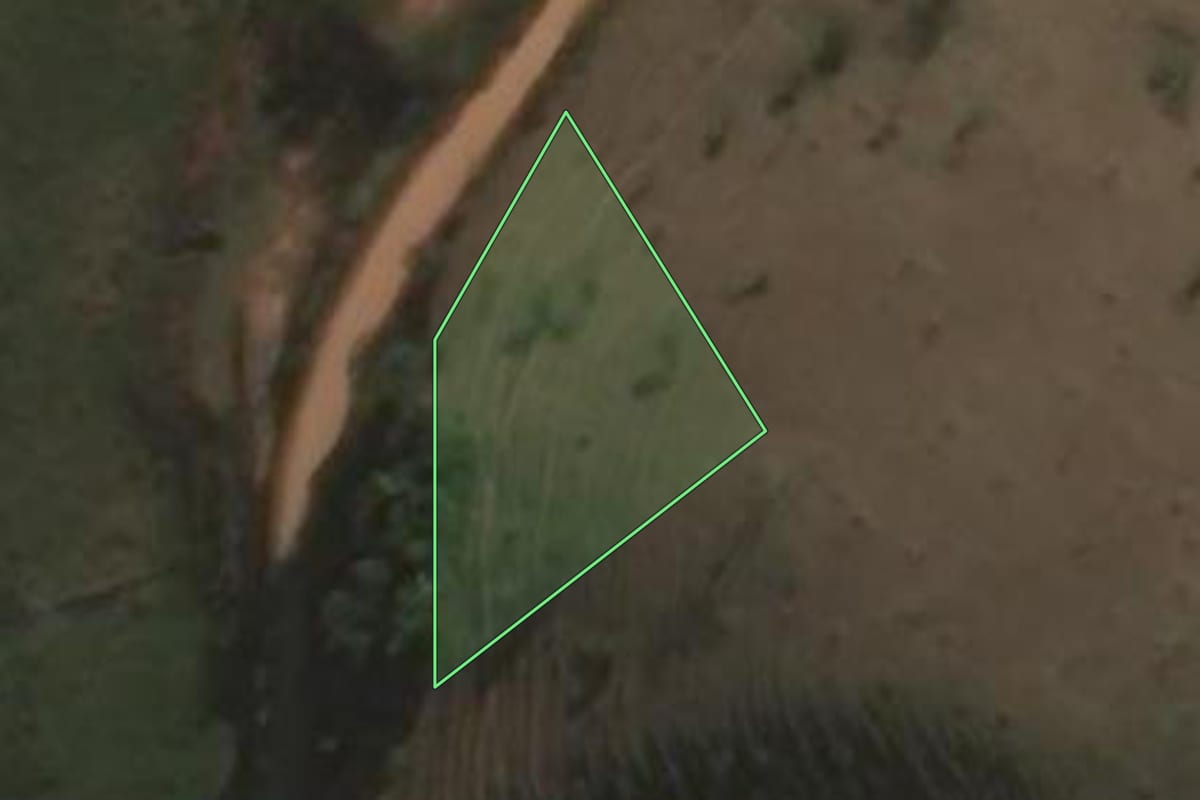 Imagem de satélite do imóvel rural em Jacareí (SP), com o contorno declarado no CAR desenhado por cima.