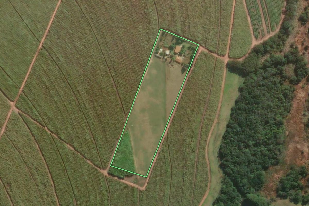 Imagem de satélite do imóvel rural em Lençóis Paulista (SP), com o contorno declarado no CAR desenhado por cima.