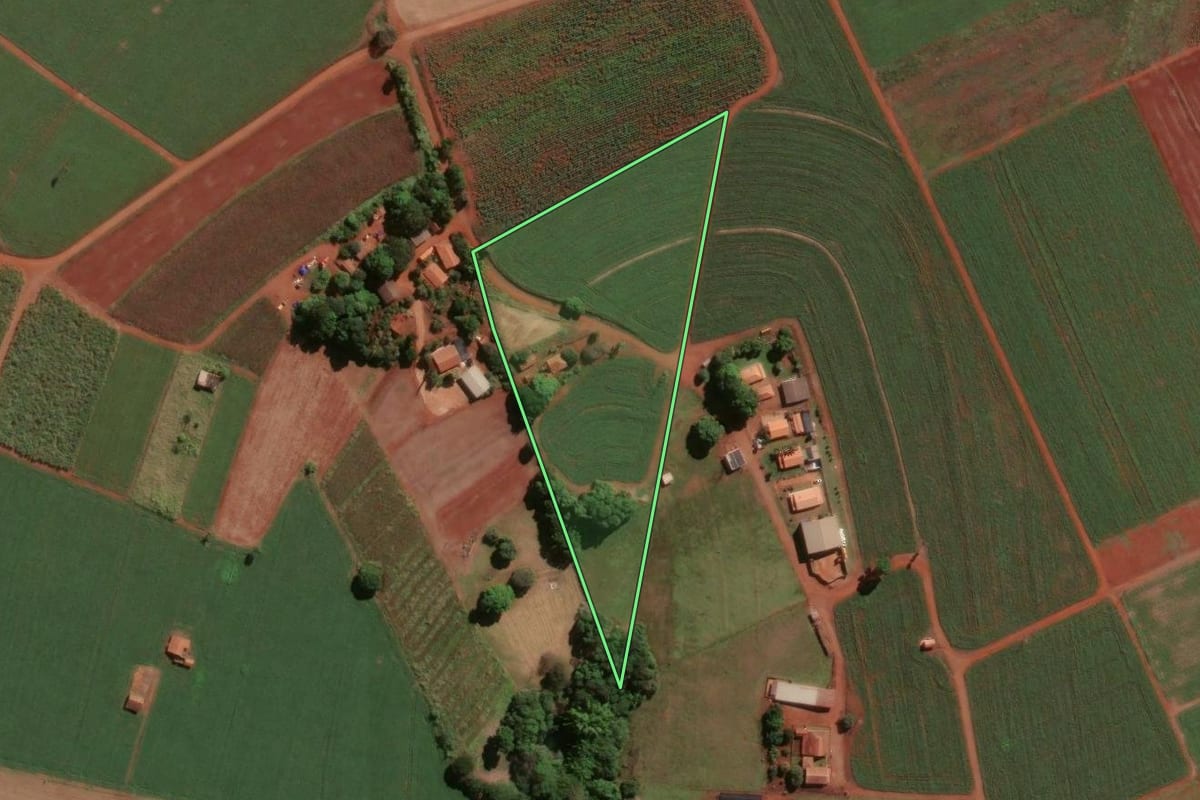 Imagem de satélite do imóvel rural em Limeira (SP), com o contorno declarado no CAR desenhado por cima.