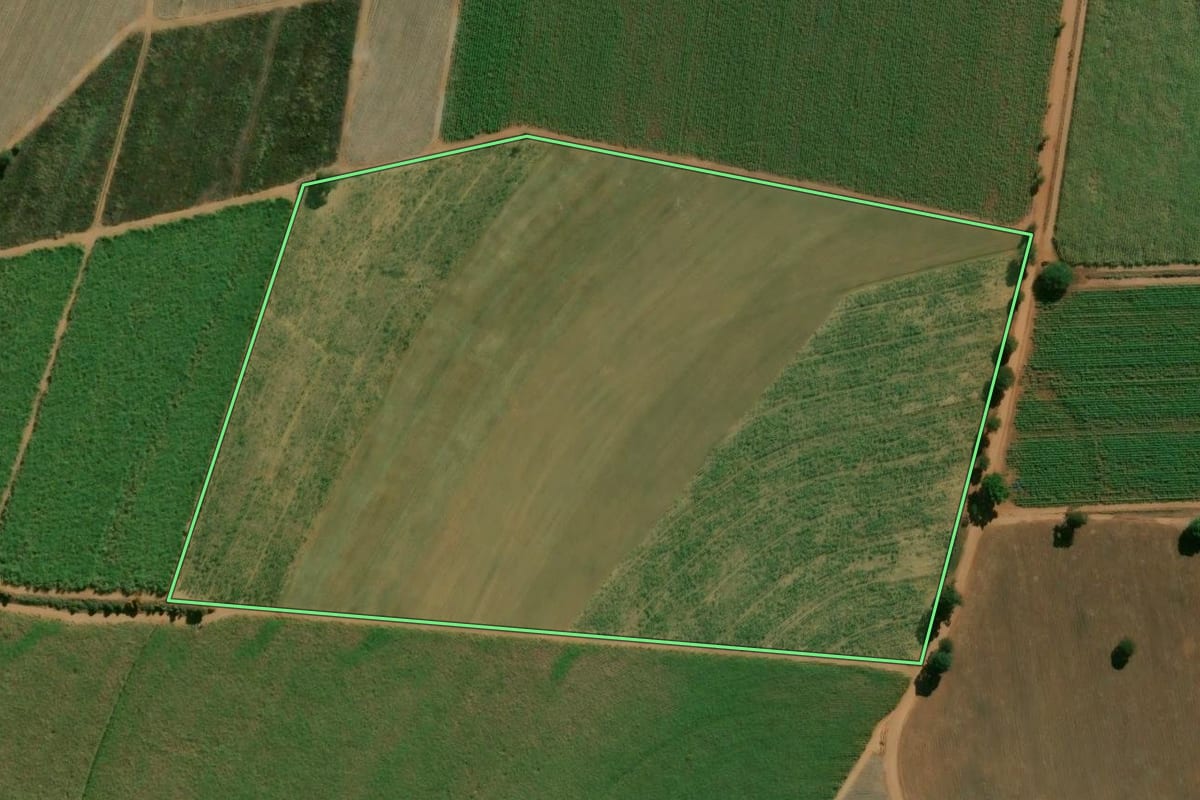 Imagem de satélite do imóvel rural em Limeira (SP), com o contorno declarado no CAR desenhado por cima.