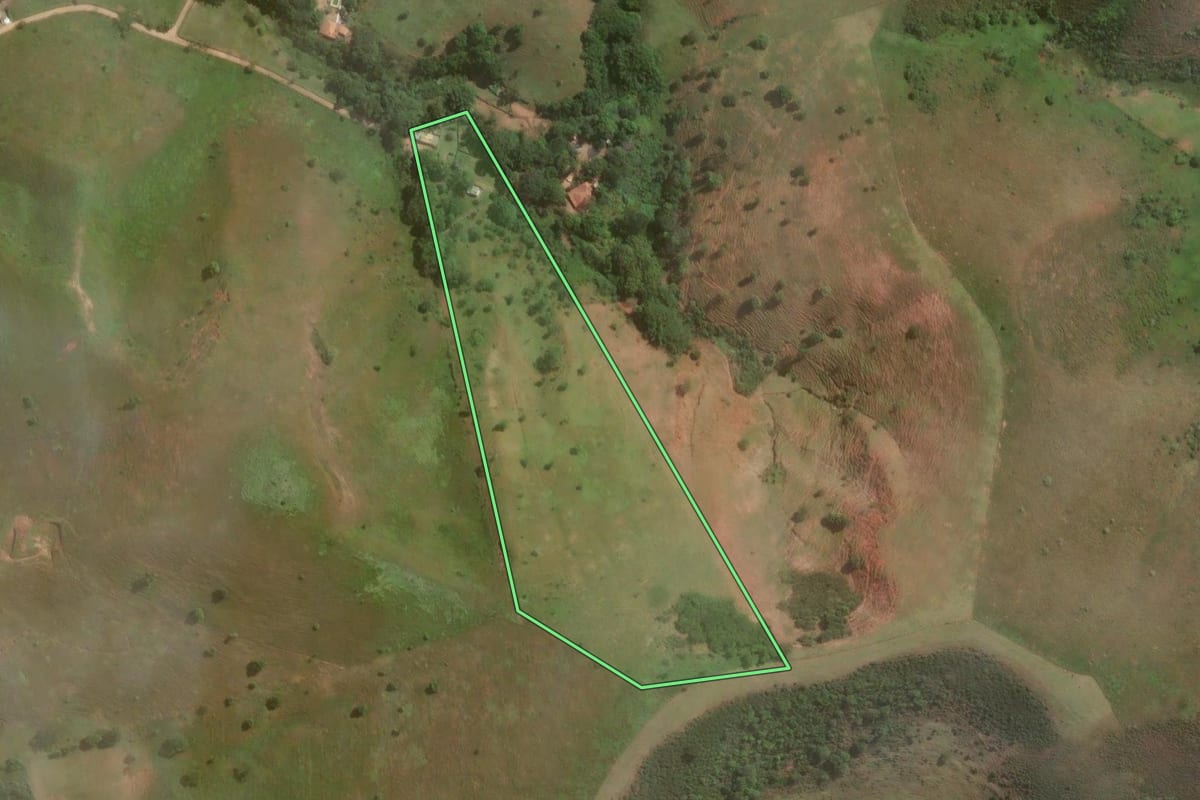 Imagem de satélite do imóvel rural em Lorena (SP), com o contorno declarado no CAR desenhado por cima.