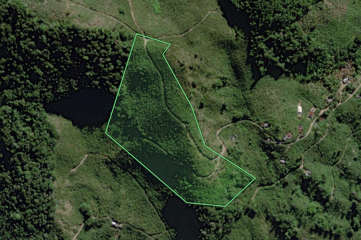 Imagem de satélite do imóvel rural em Miracatu (SP), com o contorno declarado no CAR desenhado por cima.