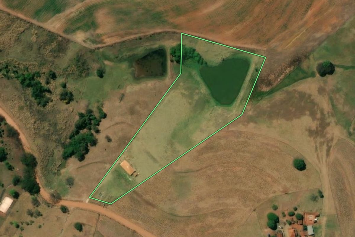 Imagem de satélite do imóvel rural em Monte Alto (SP), com o contorno declarado no CAR desenhado por cima.
