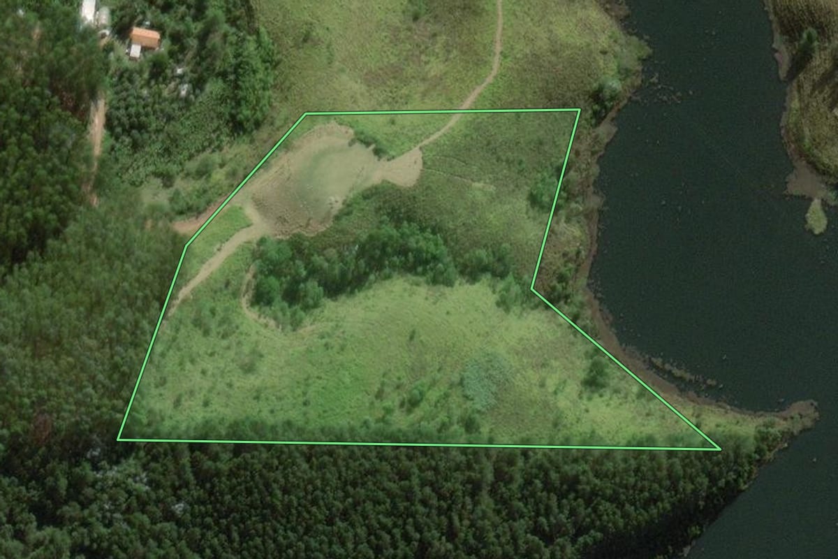 Imagem de satélite do imóvel rural em Natividade da Serra (SP), com o contorno declarado no CAR desenhado por cima.