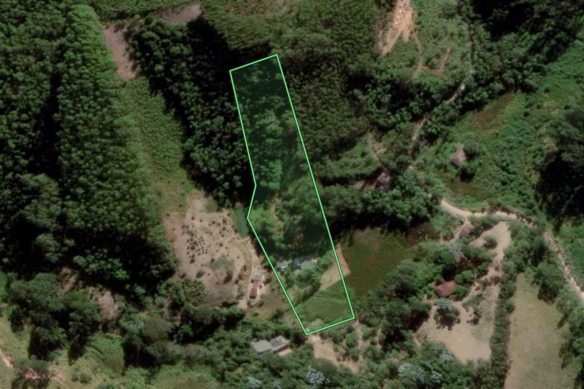 Imagem de satélite do imóvel rural em Natividade da Serra (SP), com o contorno declarado no CAR desenhado por cima.