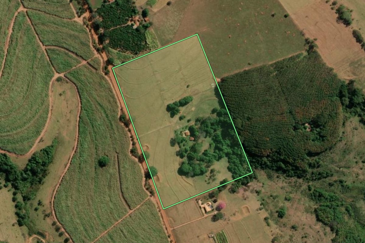 Imagem de satélite do imóvel rural em Neves Paulista (SP), com o contorno declarado no CAR desenhado por cima.