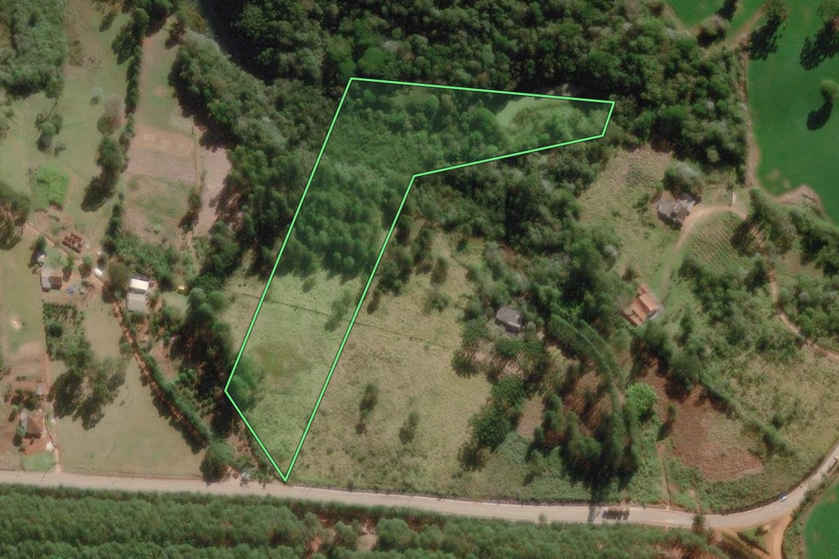 Imagem de satélite do imóvel rural em Nova Campina (SP), com o contorno declarado no CAR desenhado por cima.
