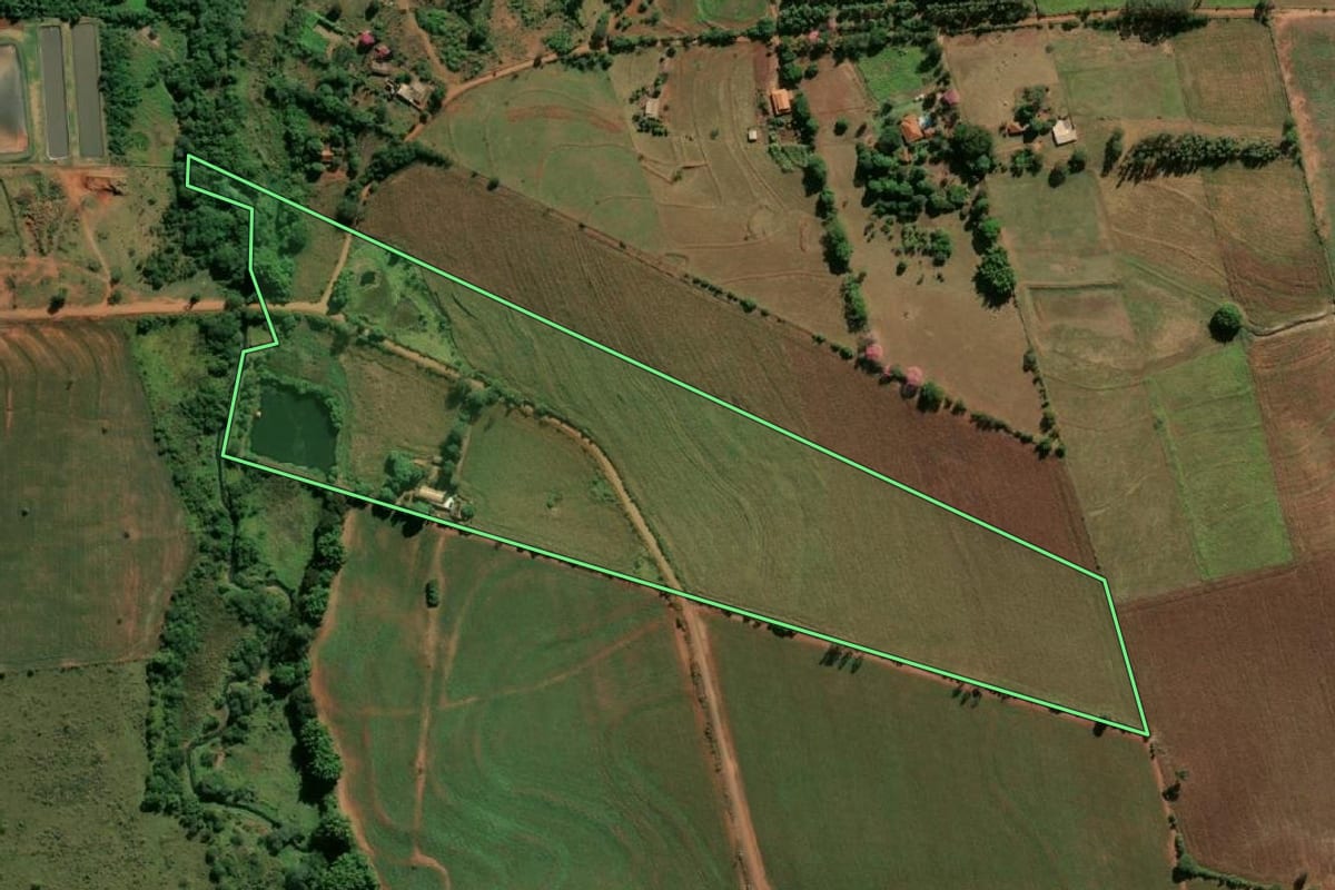 Imagem de satélite do imóvel rural em Paraguaçu Paulista (SP), com o contorno declarado no CAR desenhado por cima.