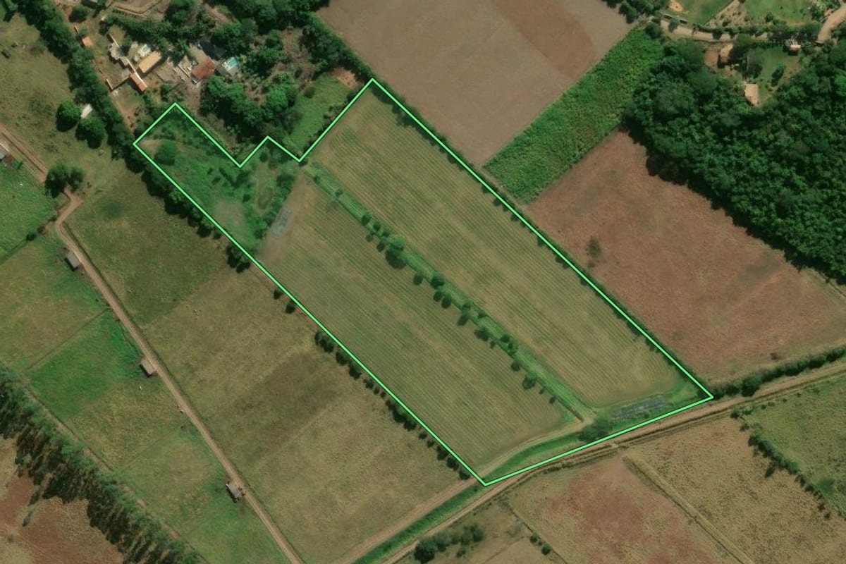 Imagem de satélite do imóvel rural em Pindamonhangaba (SP), com o contorno declarado no CAR desenhado por cima.