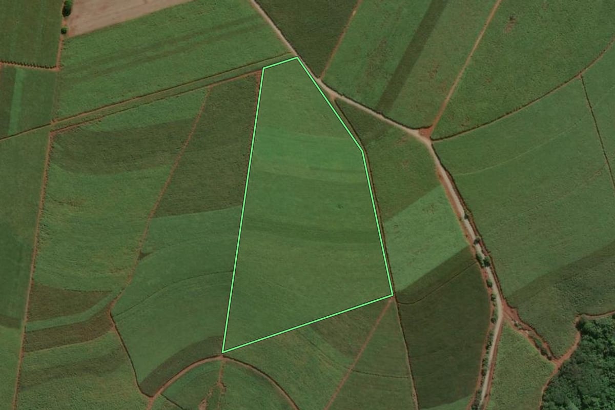 Imagem de satélite do imóvel rural em Piracicaba (SP), com o contorno declarado no CAR desenhado por cima.