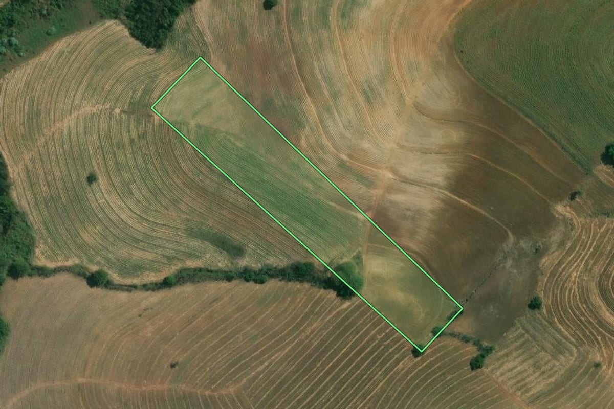 Imagem de satélite do imóvel rural em Piracicaba (SP), com o contorno declarado no CAR desenhado por cima.