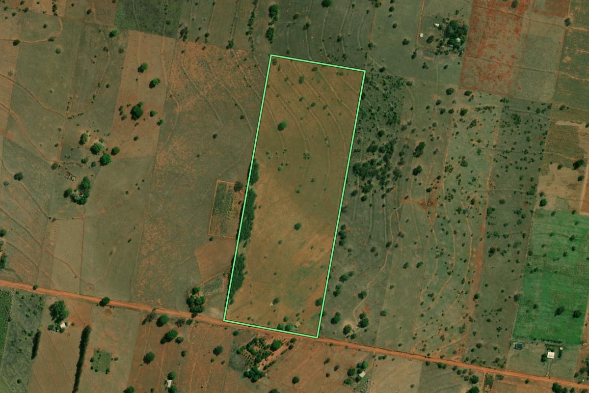 Imagem de satélite do imóvel rural em Presidente Epitácio (SP), com o contorno declarado no CAR desenhado por cima.