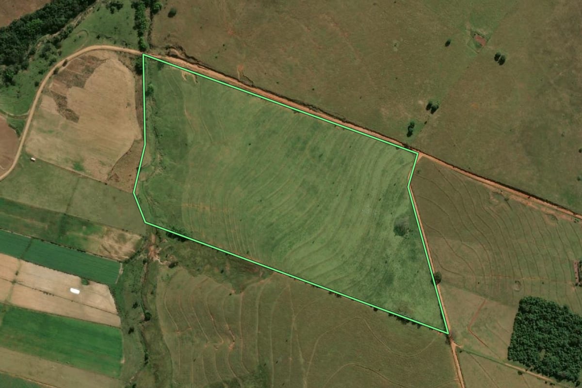 Imagem de satélite do imóvel rural em Presidente Prudente (SP), com o contorno declarado no CAR desenhado por cima.