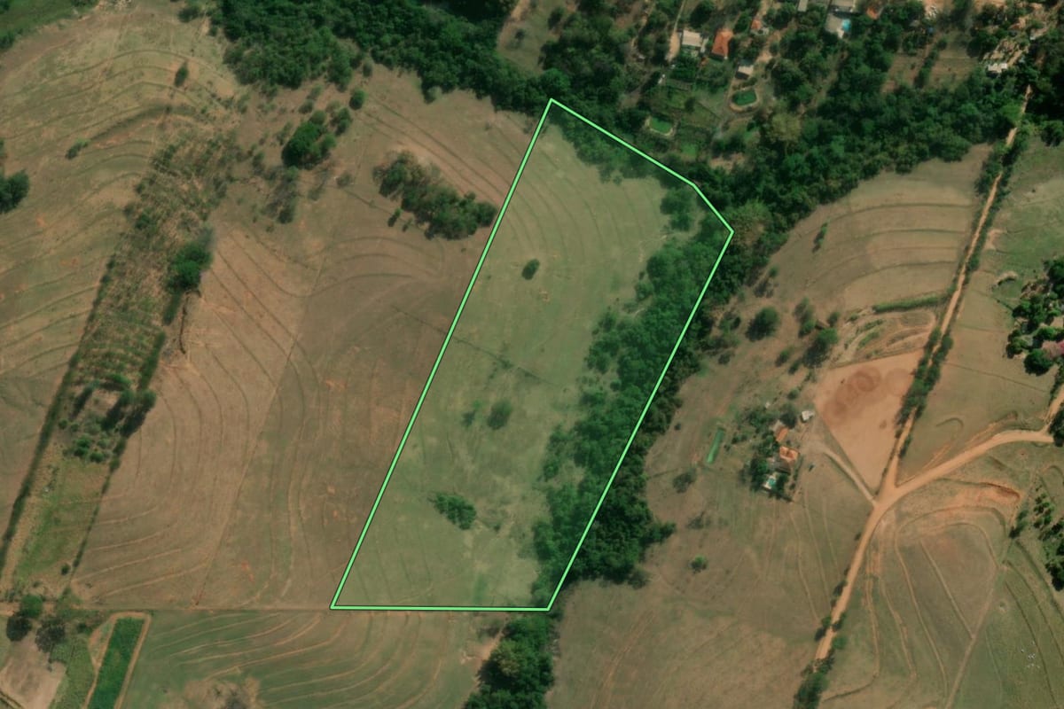 Imagem de satélite do imóvel rural em Presidente Prudente (SP), com o contorno declarado no CAR desenhado por cima.