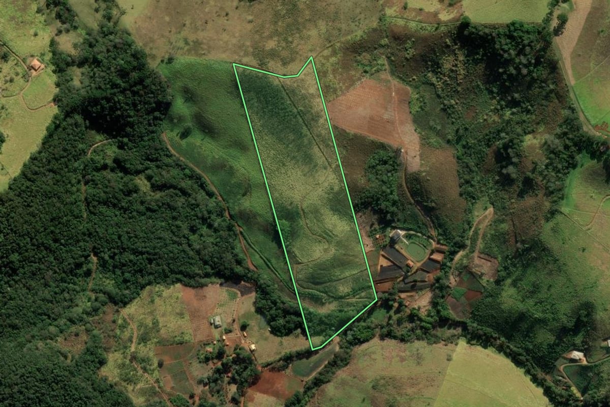 Imagem de satélite do imóvel rural em Santo Antônio do Pinhal (SP), com o contorno declarado no CAR desenhado por cima.