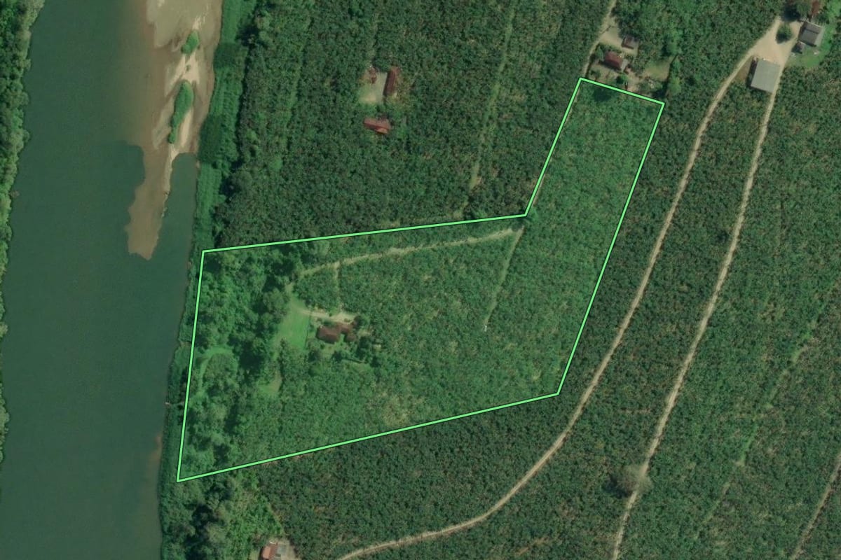 Imagem de satélite do imóvel rural em Sete Barras (SP), com o contorno declarado no CAR desenhado por cima.