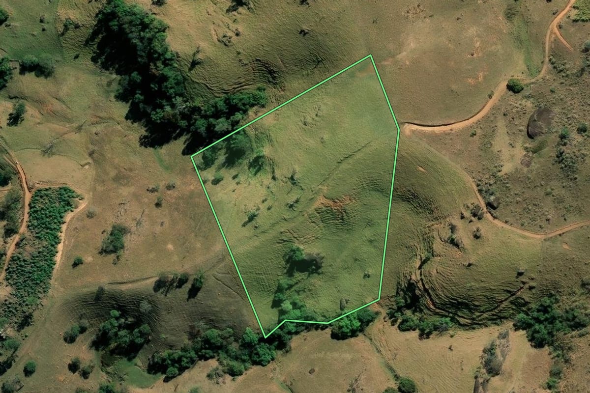 Imagem de satélite do imóvel rural em Socorro (SP), com o contorno declarado no CAR desenhado por cima.