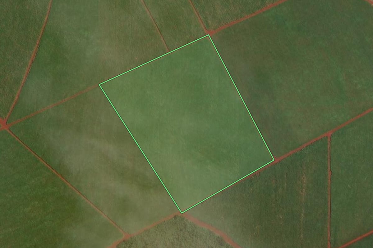 Imagem de satélite do imóvel rural em Tarumã (SP), com o contorno declarado no CAR desenhado por cima.